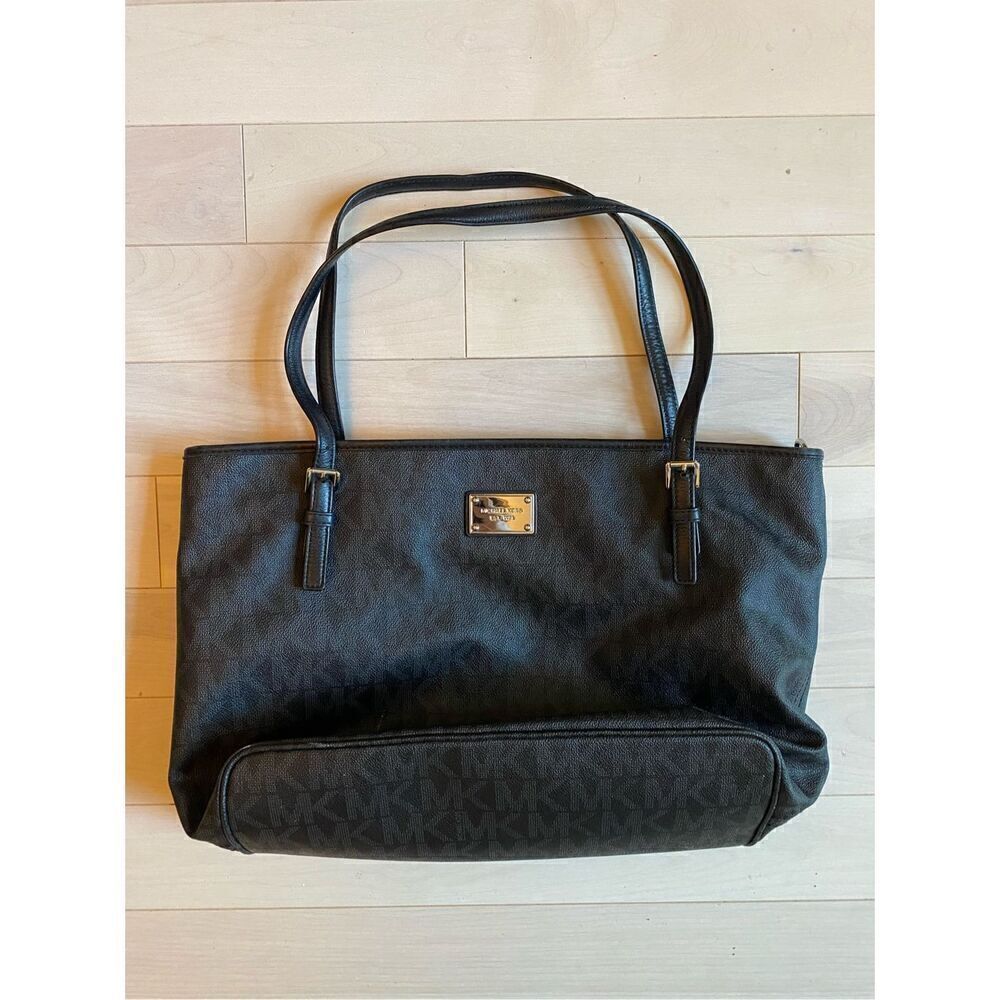 Michael Kors Black Signature Print Diaper Bag/Large Tote